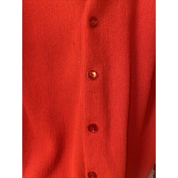 Men’s 60s Vintage Jockey Red Cardigan Sweater Acrylic Button Up Sz Medium - Picture 5 of 7